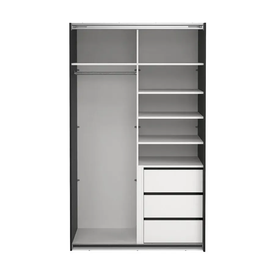 Hioshop Catania schuifdeurkast 2 deuren 120x200cm mat zwart