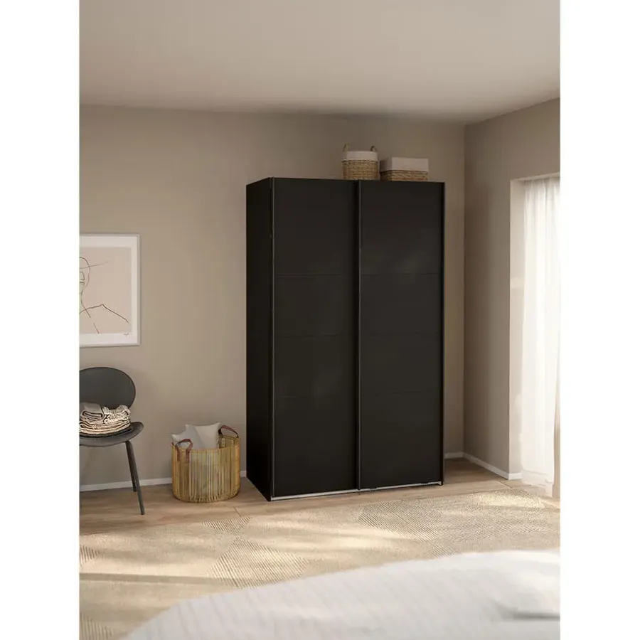 Hioshop Catania schuifdeurkast 2 deuren 120x200cm mat zwart