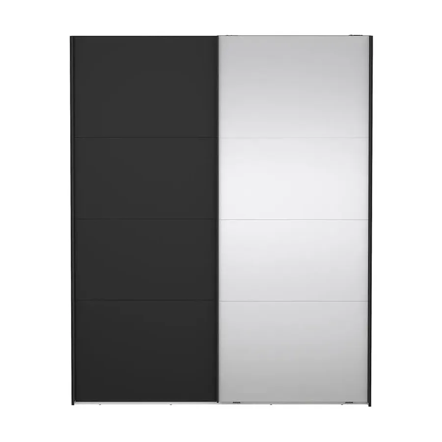 Hioshop Catania schuifdeurkast 2 deuren 180x220cm mat zwart