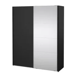 Hioshop Catania schuifdeurkast 2 deuren 180x220cm mat zwart