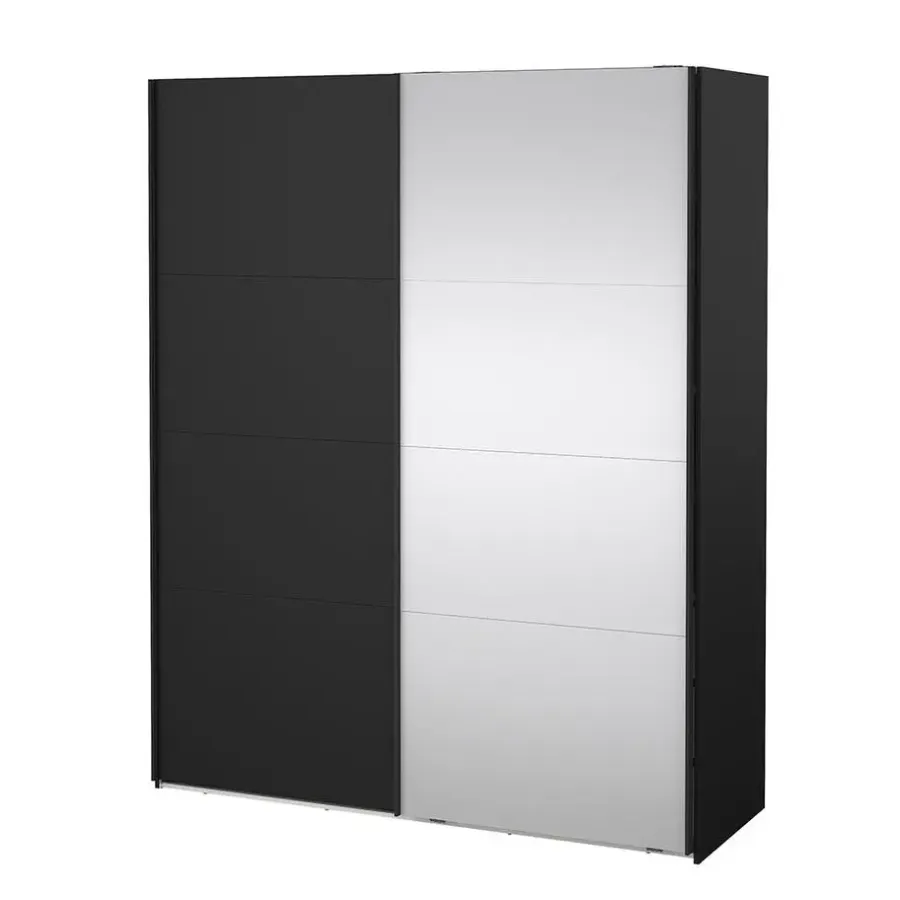 Hioshop Catania schuifdeurkast 2 deuren 180x220cm mat zwart