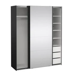 Hioshop Catania schuifdeurkast 2 deuren 180x220cm mat zwart