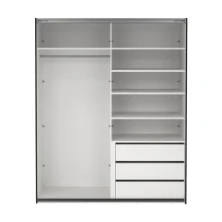 Hioshop Catania schuifdeurkast 2 deuren 180x220cm mat zwart