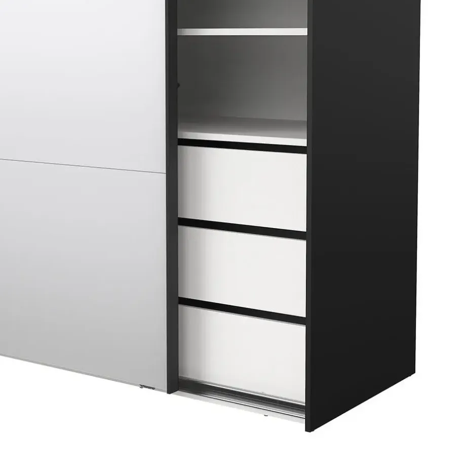 Hioshop Catania schuifdeurkast 2 deuren 180x220cm mat zwart