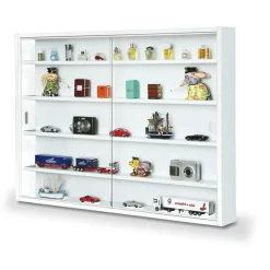 Hioshop Comit vitrinekast voor wandmontage- 2 glazen deuren wit