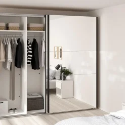 Draaideurkasten-Hioshop Como schuifdeurkast 2 deuren met spiegel 245x220cm eikdecor
