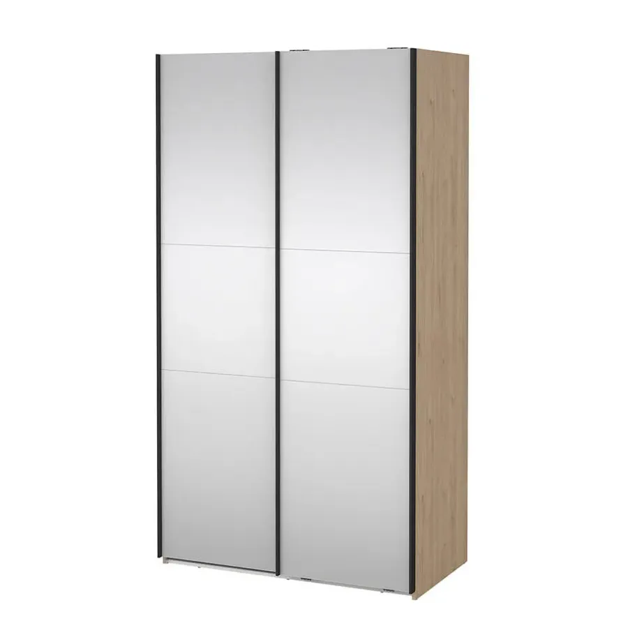Draaideurkasten-Hioshop Como schuifdeurkast 2 deuren met spiegel 120x220cm eikdecor