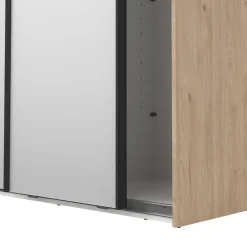 Draaideurkasten-Hioshop Como schuifdeurkast 2 deuren met spiegel 120x220cm eikdecor