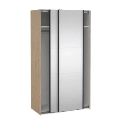 Draaideurkasten-Hioshop Como schuifdeurkast 2 deuren met spiegel 120x220cm eikdecor