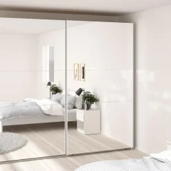 Hioshop Como schuifdeurkast 2 deuren met spiegel 245x220cm wit