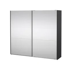 Hioshop Como schuifdeurkast 2 deuren met spiegel 245x220cm mat grijs