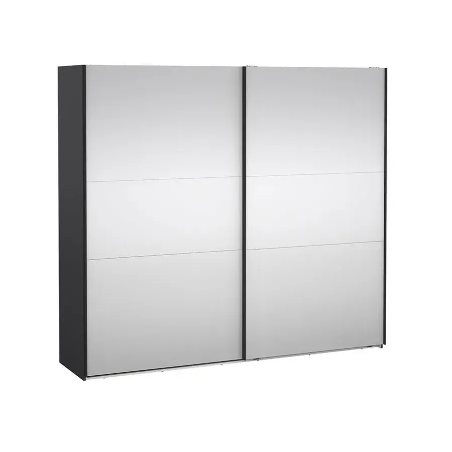 Hioshop Como schuifdeurkast 2 deuren met spiegel 245x220cm mat grijs