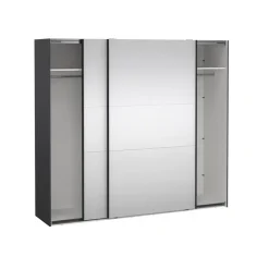 Hioshop Como schuifdeurkast 2 deuren met spiegel 245x220cm mat grijs