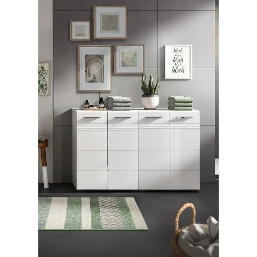 Badmeubelsets-Merkloos Hioshop Copa badkamer C7 wit hoogglans- lichtgrijs