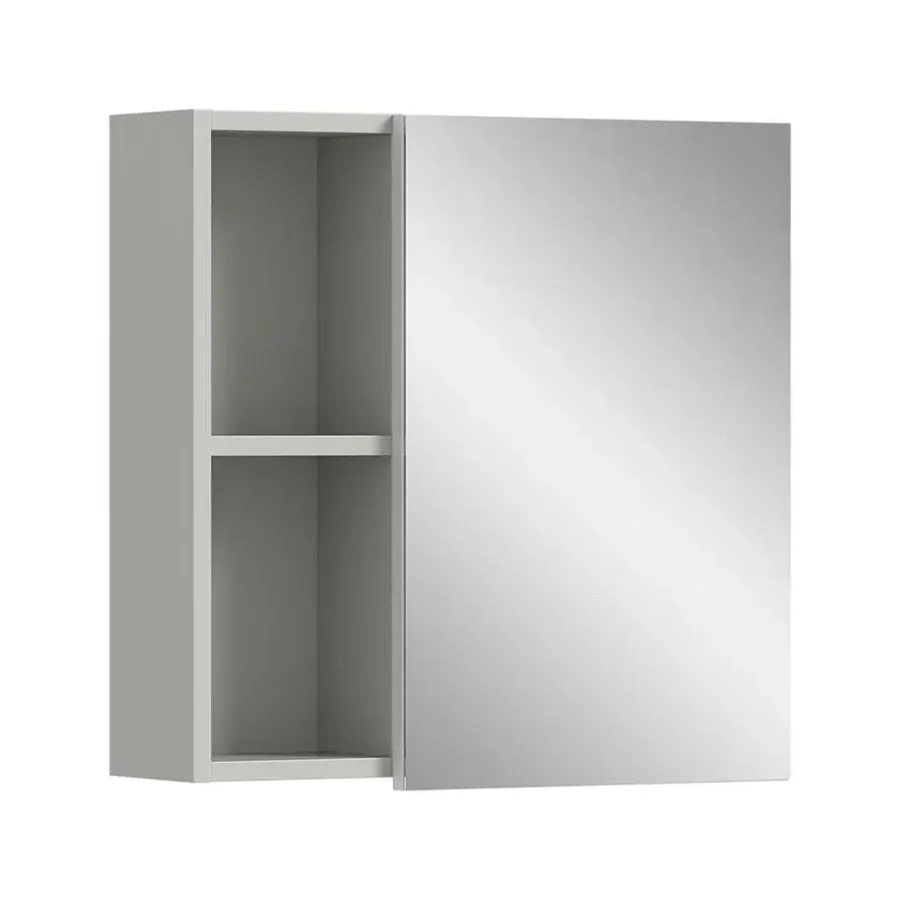 Spiegelkasten-Hioshop Copa spiegelkast 1 deur 2 vakken lichtgrijs- spiegel