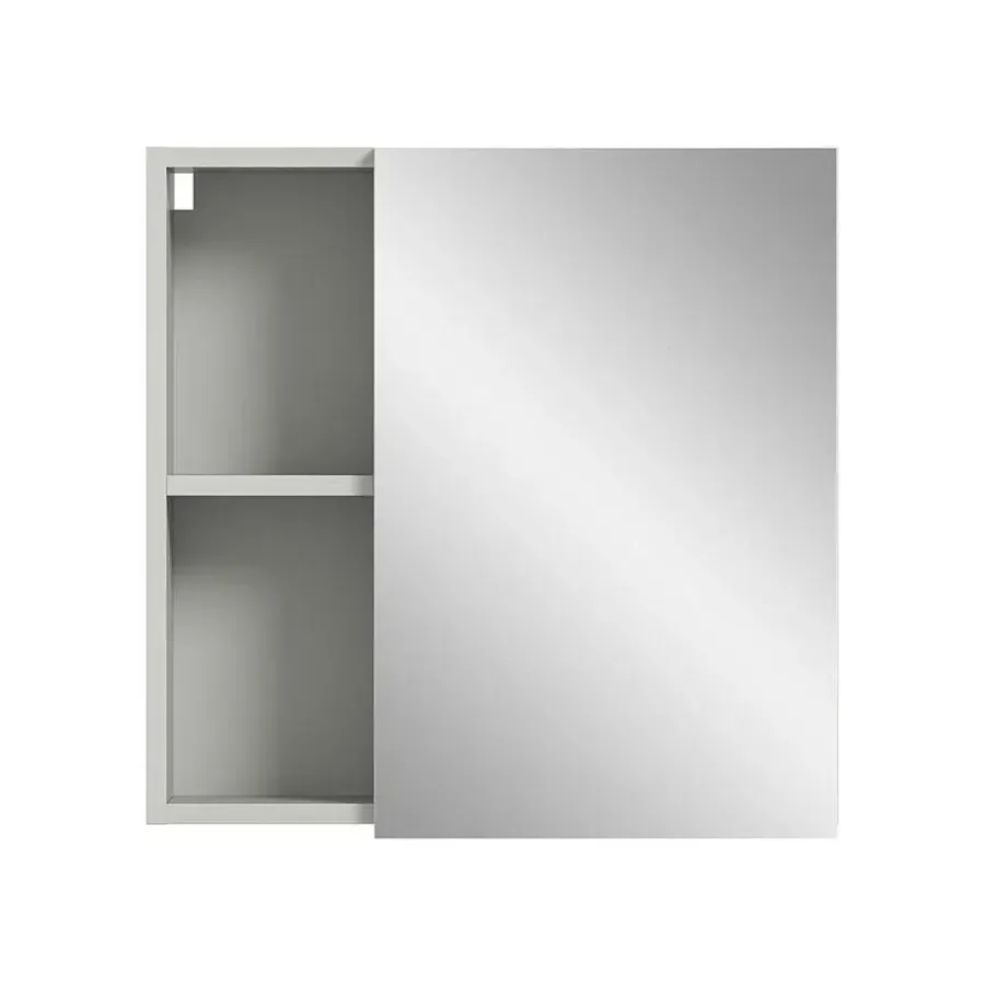 Spiegelkasten-Hioshop Copa spiegelkast 1 deur 2 vakken lichtgrijs- spiegel