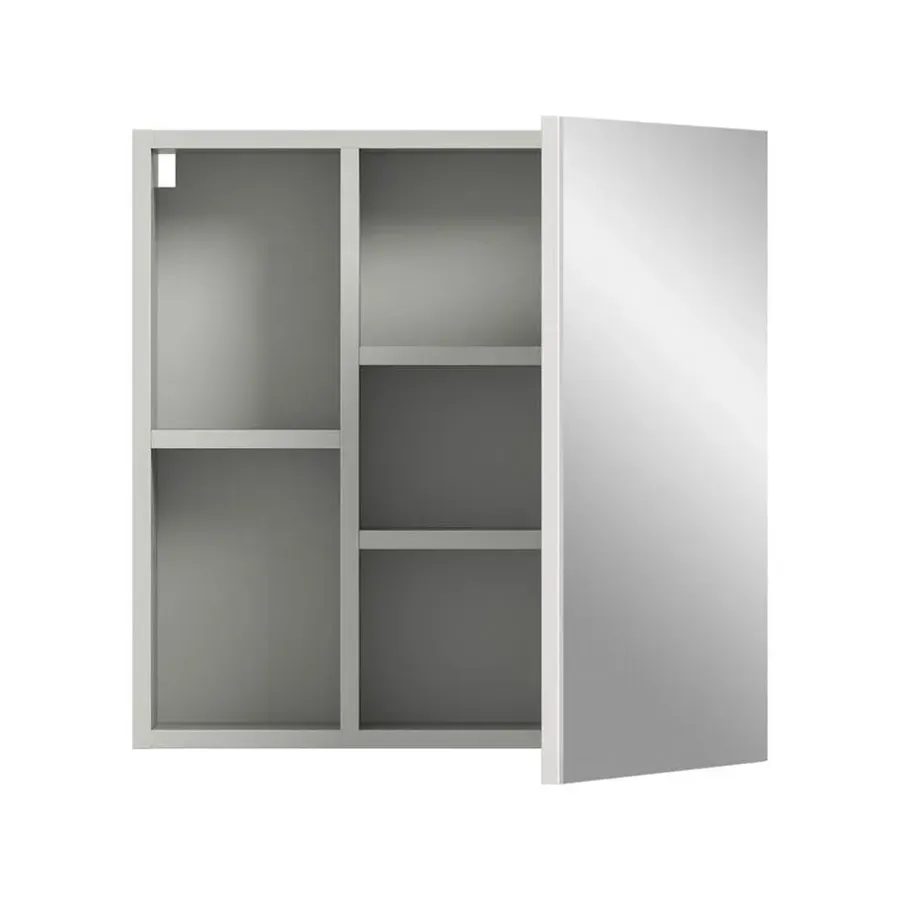 Spiegelkasten-Hioshop Copa spiegelkast 1 deur 2 vakken lichtgrijs- spiegel
