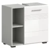 Merkloos Hioshop Copa wastafel 1 deur- 2 planken wit hoogglans- lichtgrijs