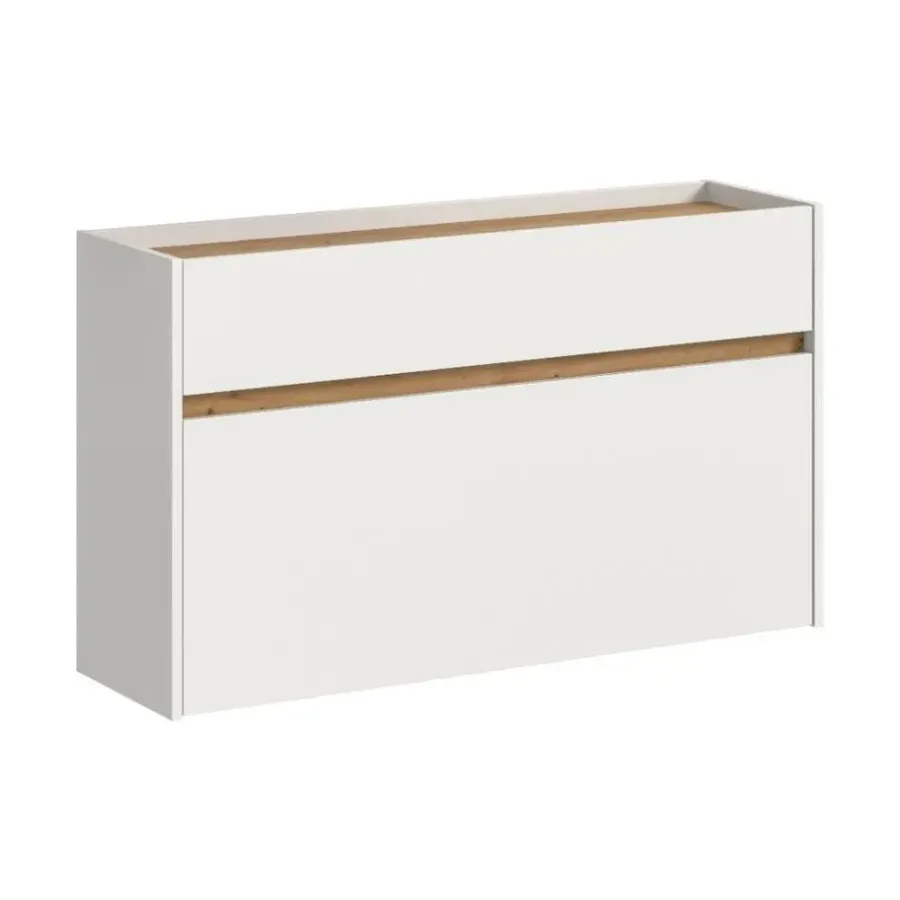 Schoenenkasten-Merkloos Hioshop Drive schoenenkast 1 vouwdeur- 1 lade wit