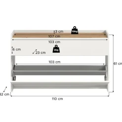 Schoenenkasten-Merkloos Hioshop Drive schoenenkast 1 vouwdeur- 1 lade wit
