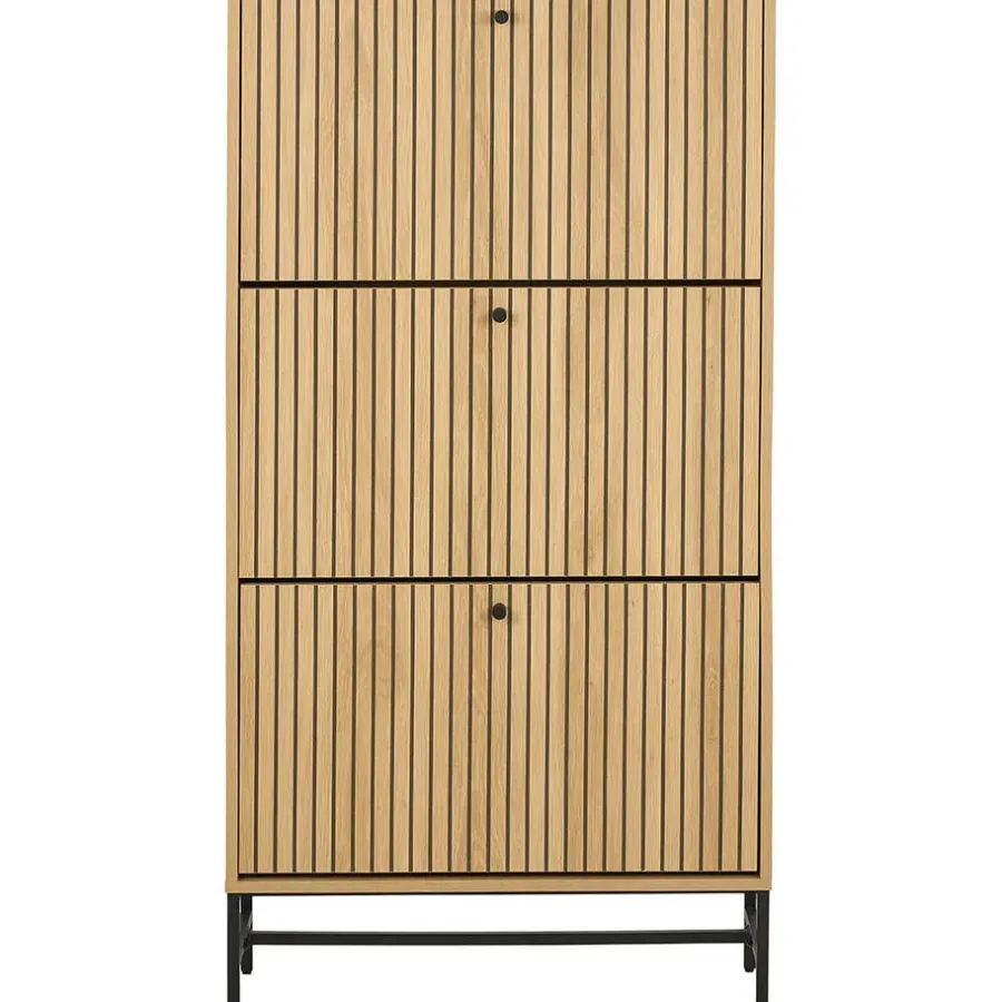 Schoenenkasten-Hioshop Dylan schoenenkast 3 lades natuur