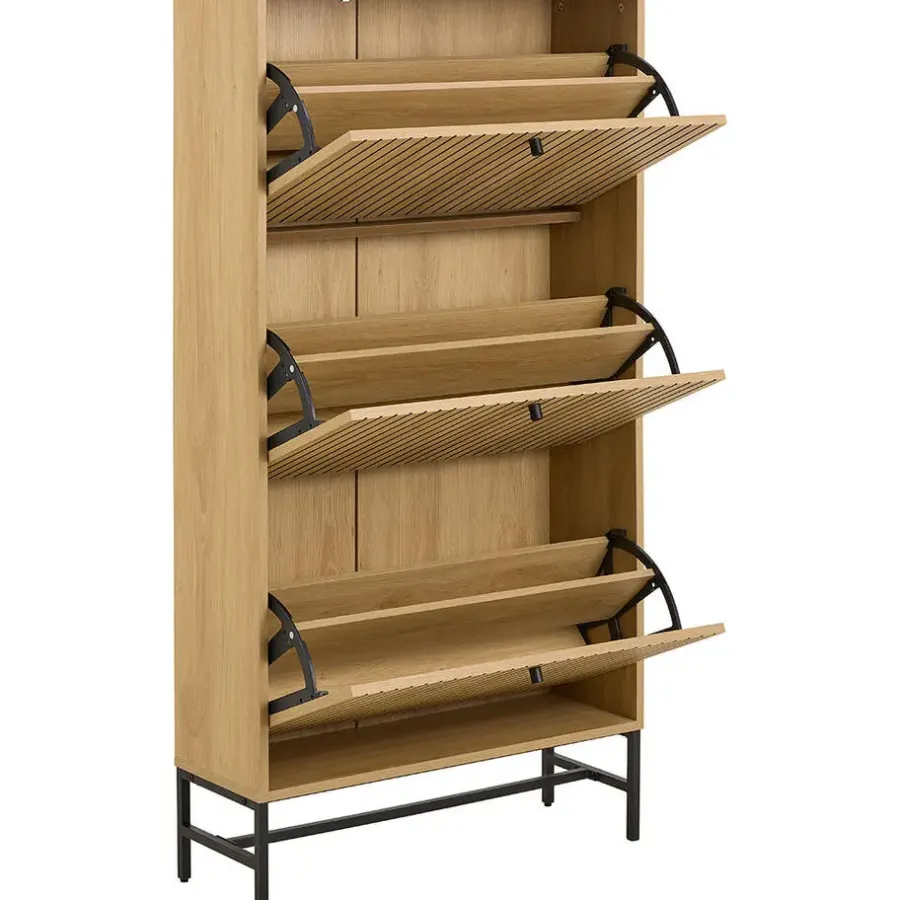 Schoenenkasten-Hioshop Dylan schoenenkast 3 lades natuur
