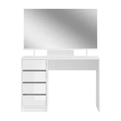 Kaptafels-Hioshop Emma kaptafel 4 laden 1 plank- met spiegel wit hoogglans