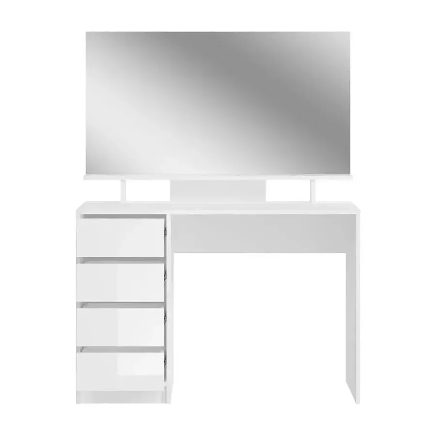 Kaptafels-Hioshop Emma kaptafel 4 laden 1 plank- met spiegel wit hoogglans