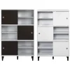 Wandkasten-Hioshop Evolution wandkast 3 deuren- 6 planken wit- zwart