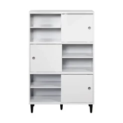 Wandkasten-Hioshop Evolution wandkast 3 deuren- 6 planken wit- zwart