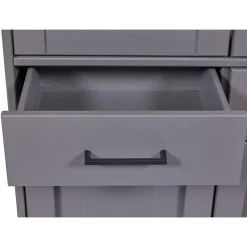 Hioshop Forenzo vitrinekast 4 deuren- 2 lades grijs- natuur