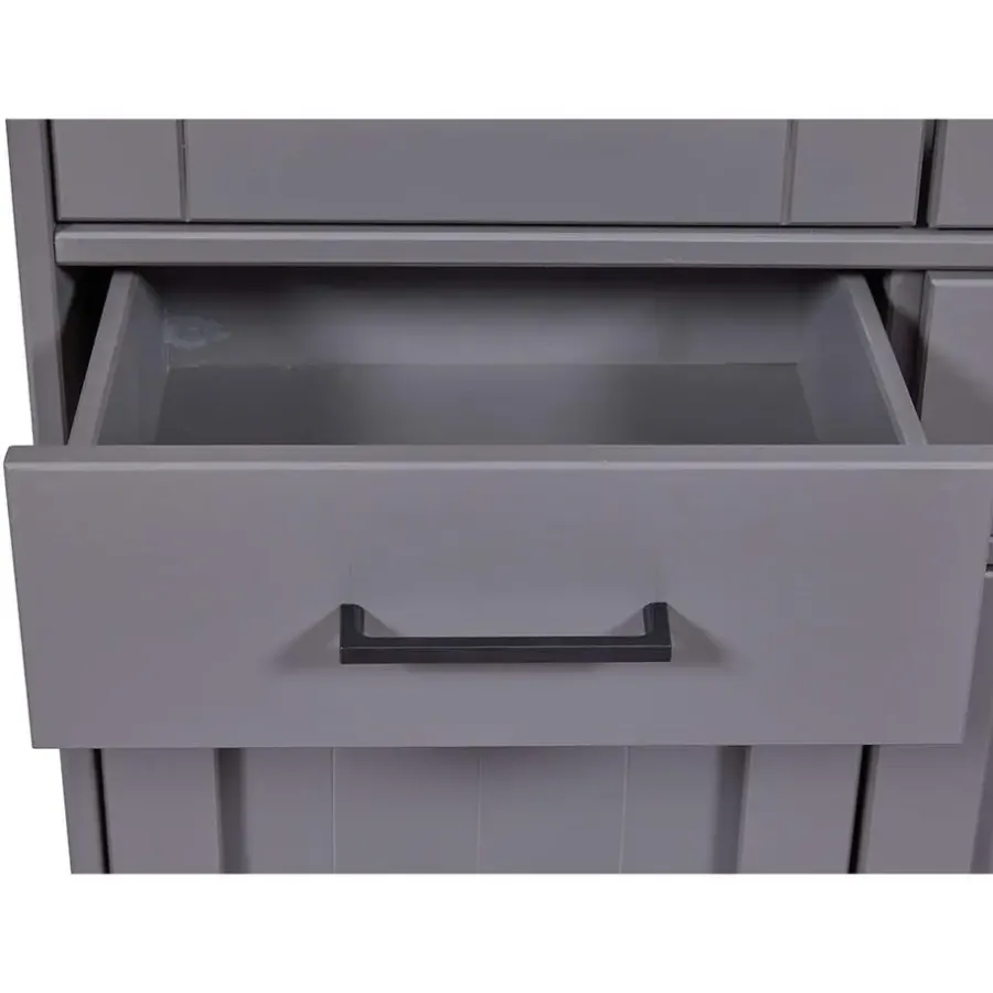 Hioshop Forenzo vitrinekast 4 deuren- 2 lades grijs- natuur