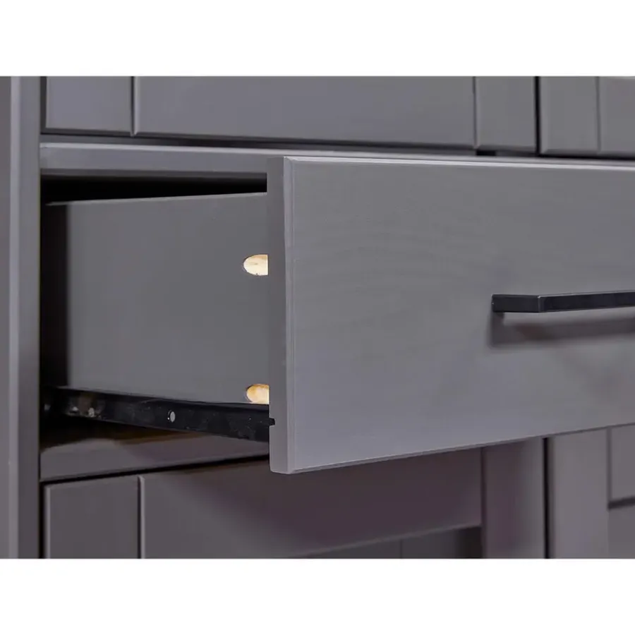 Hioshop Forenzo vitrinekast 4 deuren- 2 lades grijs- natuur