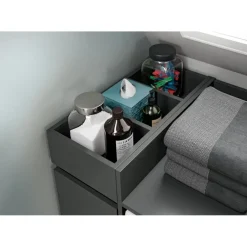 Hoge Kasten-Merkloos Hioshop Free badkamerkast 1 lade- 3 planken antraciet