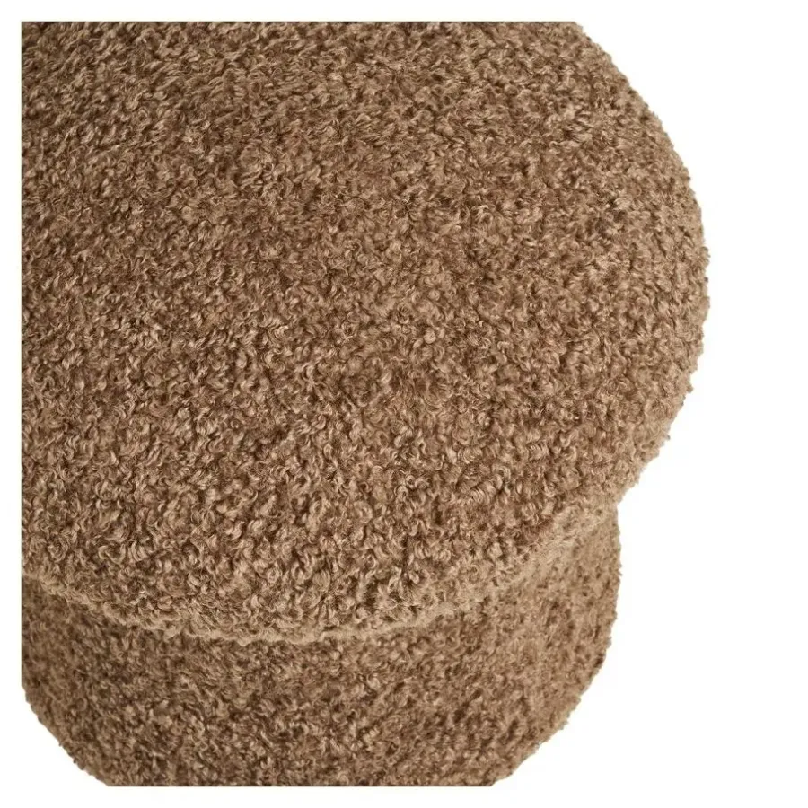 Poefen-Merkloos Hioshop Gida poef Ø45cm imitatiebont bruin