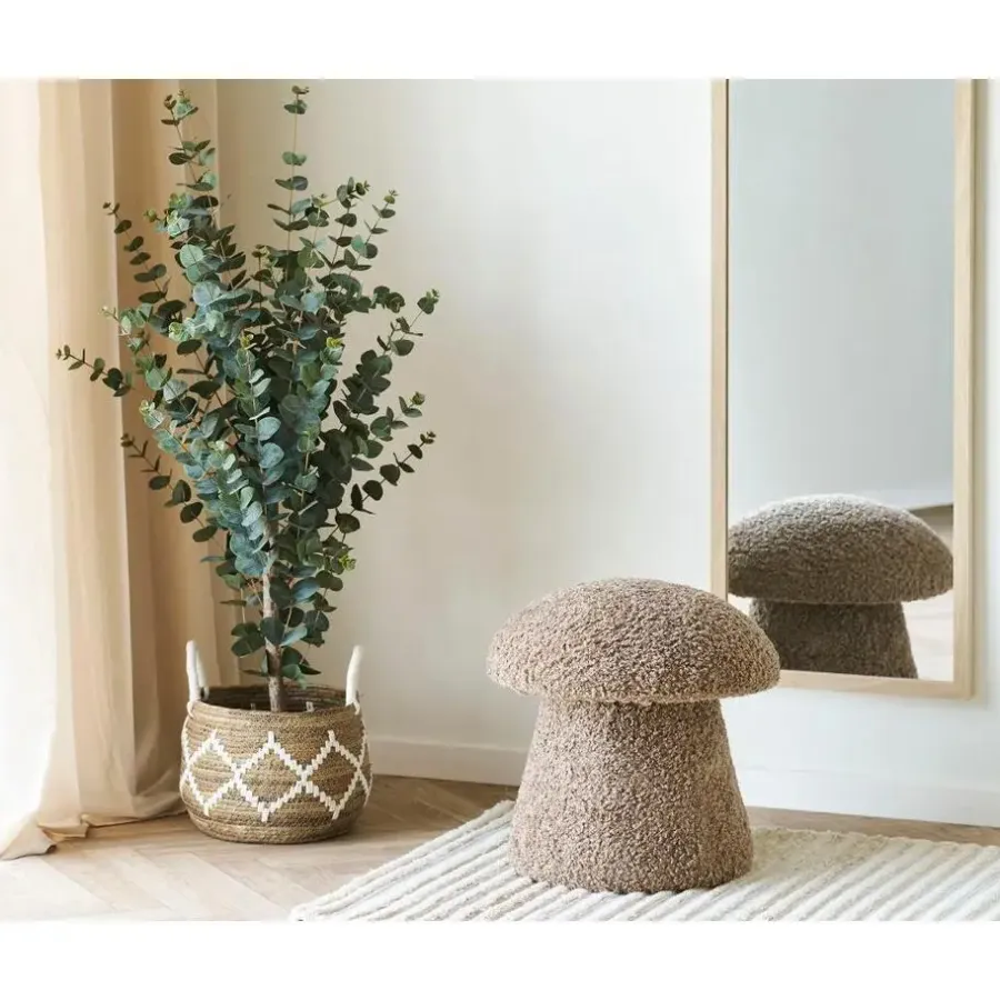 Poefen-Merkloos Hioshop Gida poef Ø45cm imitatiebont bruin