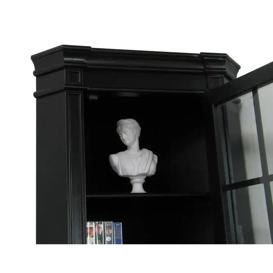 Buffetkasten-Hioshop Hoekvitrinekast hoekkast zwart antiek patine barok Mozart