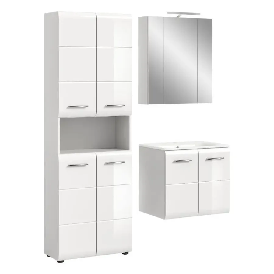Merkloos Hioshop Ice badkamer I77 inclusief verlichting wit hoogglans- wit