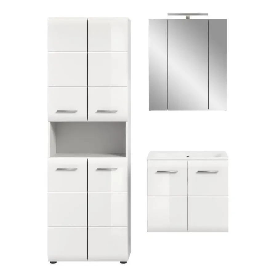 Merkloos Hioshop Ice badkamer I77 inclusief verlichting wit hoogglans- wit