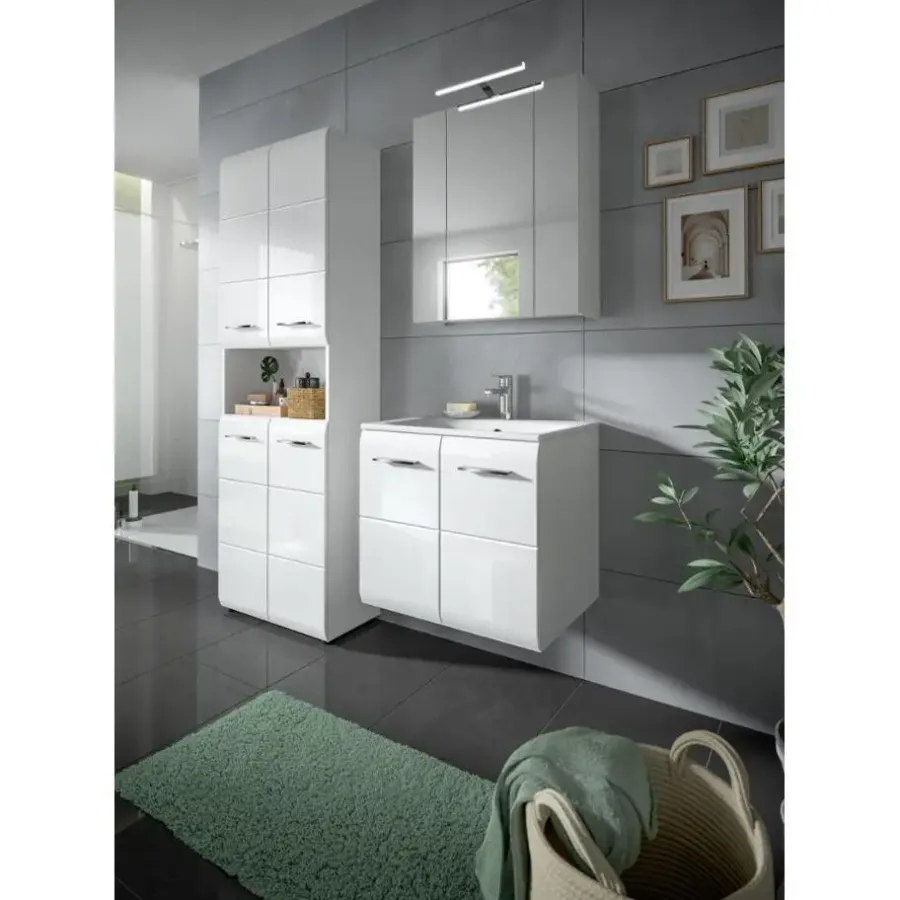 Merkloos Hioshop Ice badkamer I77 inclusief verlichting wit hoogglans- wit