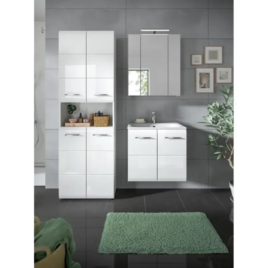 Merkloos Hioshop Ice badkamer I77 inclusief verlichting wit hoogglans- wit