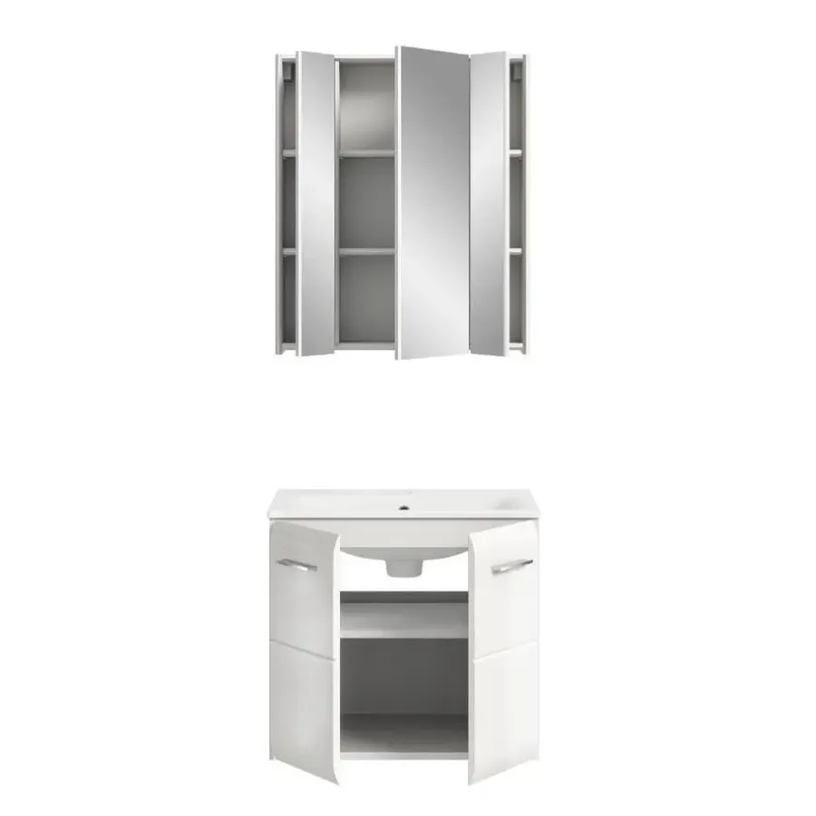 Badmeubelsets-Merkloos Hioshop Ice badkamer I63 wit hoogglans- wit