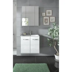 Badmeubelsets-Merkloos Hioshop Ice badkamer I63 wit hoogglans- wit