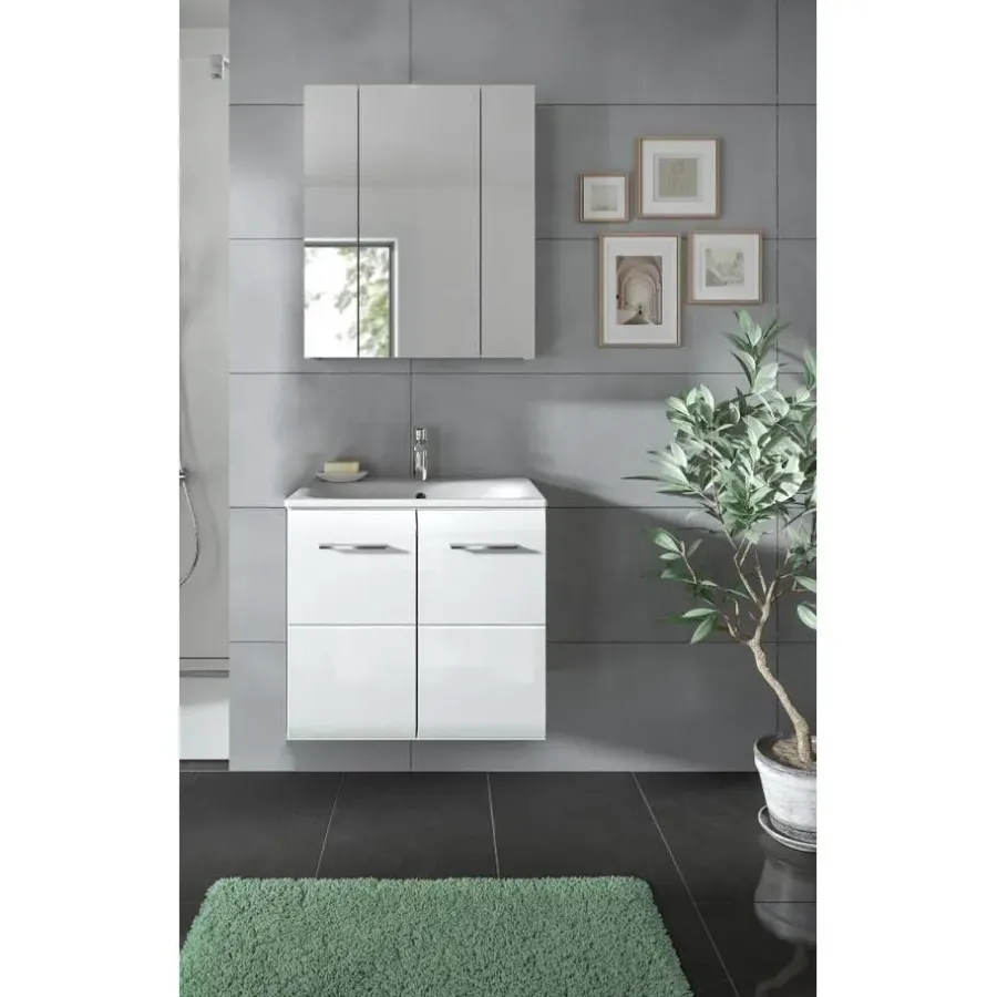 Badmeubelsets-Merkloos Hioshop Ice badkamer I63 wit hoogglans- wit