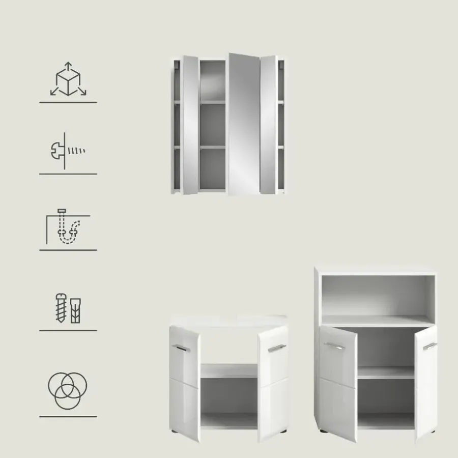 Merkloos Hioshop Ice badkamer I66 wit hoogglans- wit
