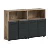 Badmeubelsets-Merkloos Hioshop Ice badkamer I13 zwart mat- eiken decor