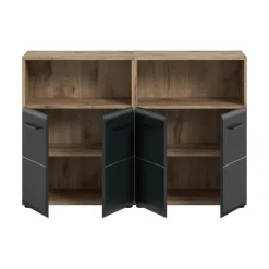 Badmeubelsets-Merkloos Hioshop Ice badkamer I13 zwart mat- eiken decor