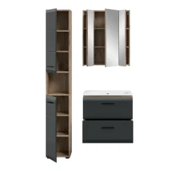 Merkloos Hioshop Ice badkamer I6 zwart mat- eiken decor