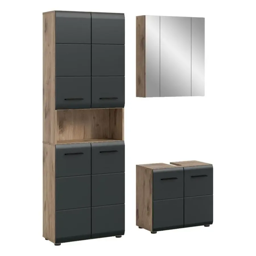 Merkloos Hioshop Ice badkamer I20 zwart mat- eiken decor