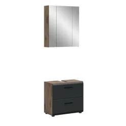 Merkloos Hioshop Ice badkamer I9 zwart mat- eiken decor